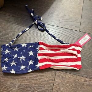 Xhilaration Women’s Large American Flag Swim Top New
